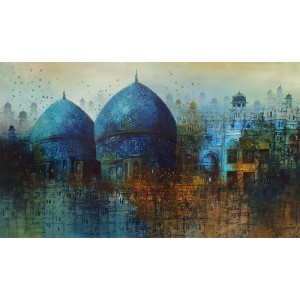 A. Q. Arif, 24 x 42 Inch, Oil on Canvas, Cityscape Painting, AC-AQ-466